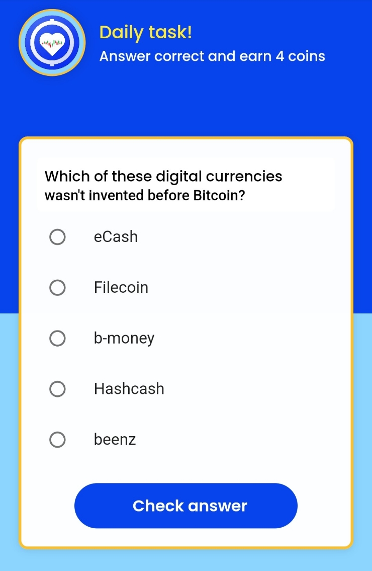  Remint daily tasks(레민트 일일퀴즈) - Which of these digital currencies wasn't invented before Bitcoin?