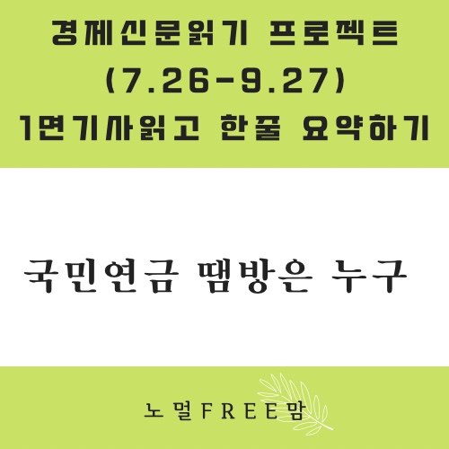 8/20 초보의경제읽기 국민연금 땜빵?