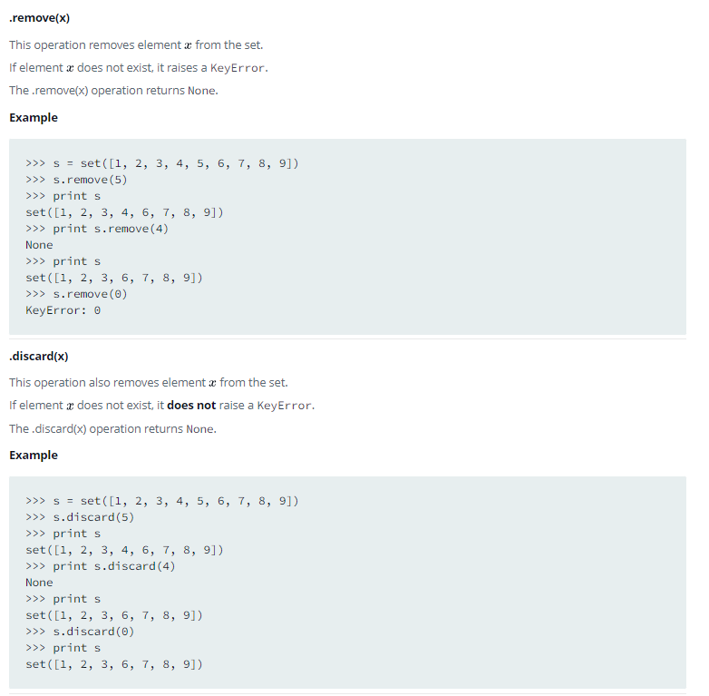 Python HackerRank 문제 40 - Set .discard(), .remove() & .pop() : 네이버 블로그