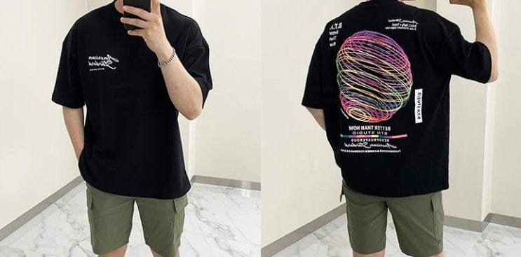  데일트 남자 오버핏 프린팅 반팔 티셔츠