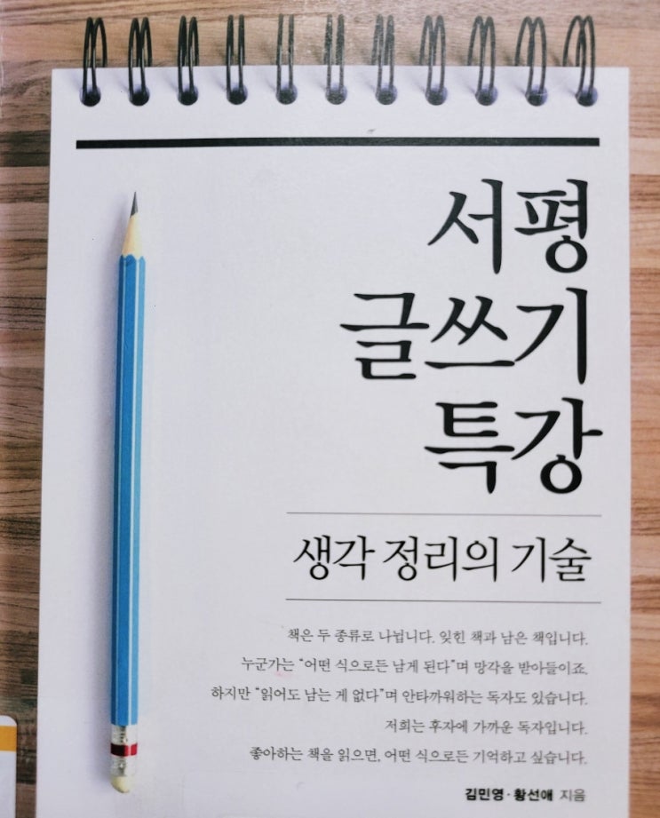 서평 글쓰기 특강, 생각 정리의 기술 | 김민영, 황선애