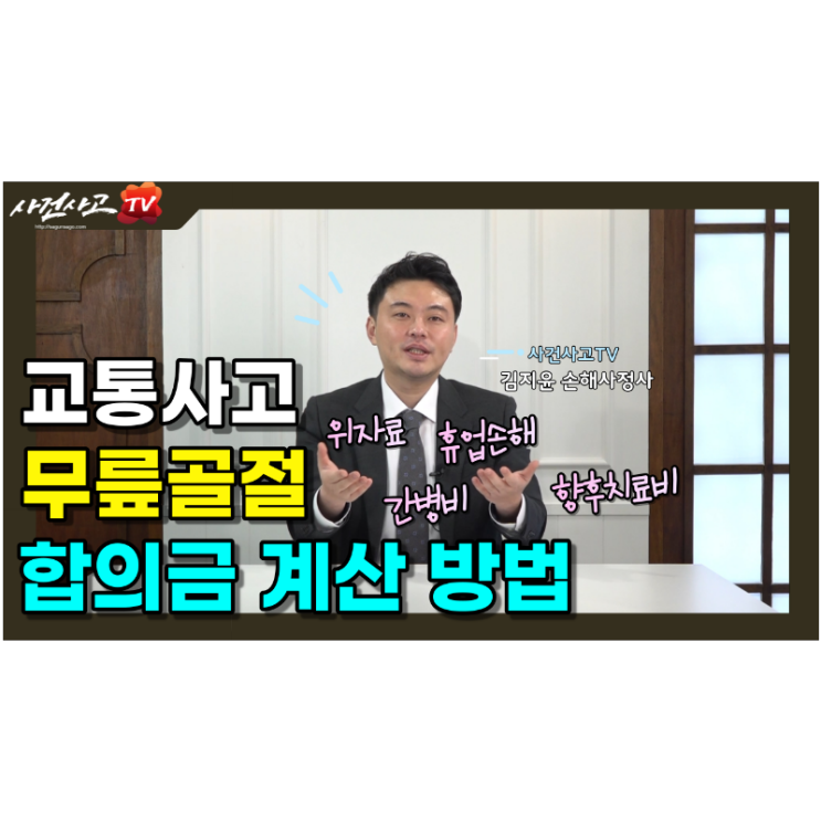  무릎골절 교통사고 합의금 위자료 휴업손해 간병비 그밖의손해배상금 향후치료비 산정 네이버TV(NOW) 사건사고TV 김지윤손해사정사