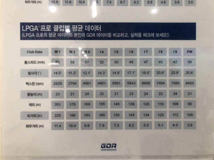  [일상] 클럽별 klpga 비거리 (fm.GDR)