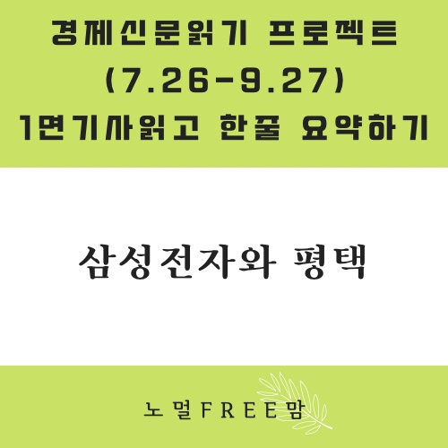  8/24 초보의 경제 읽기 | 삼성전자와 평택