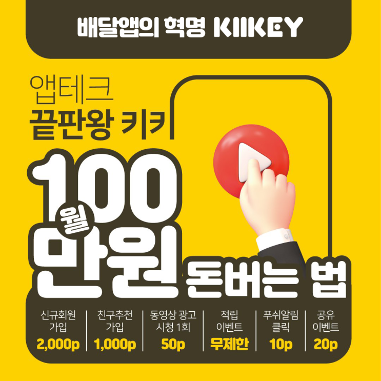  대구 배달앱 키키, 포인트 쌓아 배달팁을 무료로!