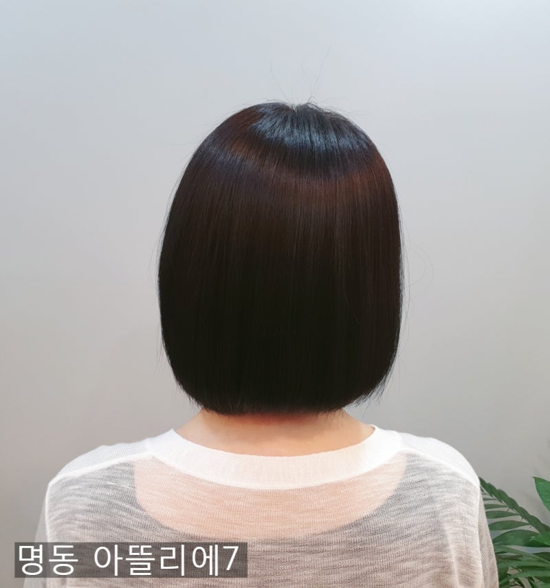 단발펌 여자 시스루 앞머리 단발머리 볼륨매직 명동헤어샵 아뜰리에7