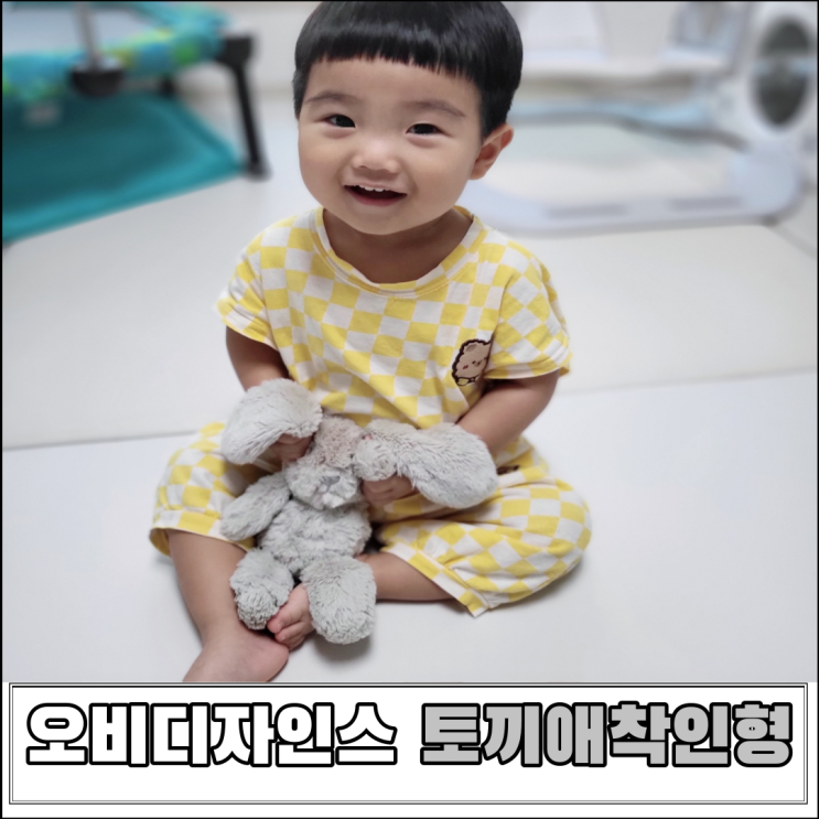  오비디자인스 남자아기 토끼애착인형과 함께해요