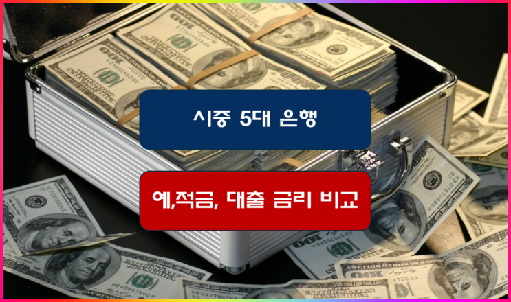  시중 5대 은행 예,적금 및 주택 담보대출 금리 비교 자료(2022년 08월 기준)