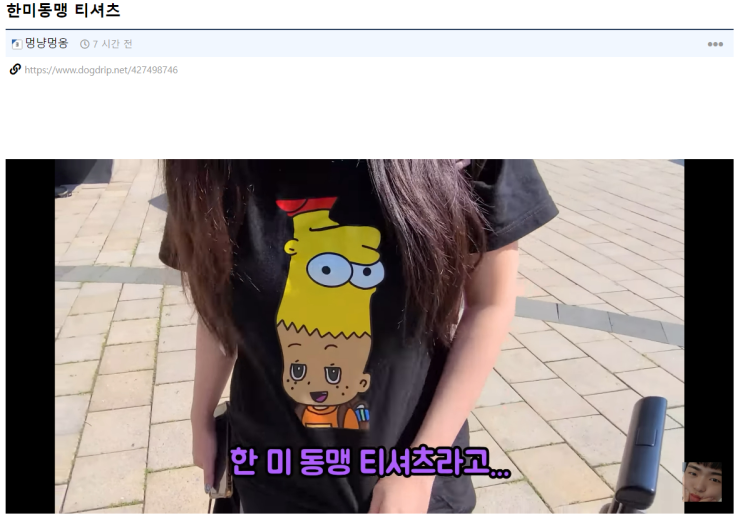  한미동맹 티셔츠(기영, 심슨 크로쓰)