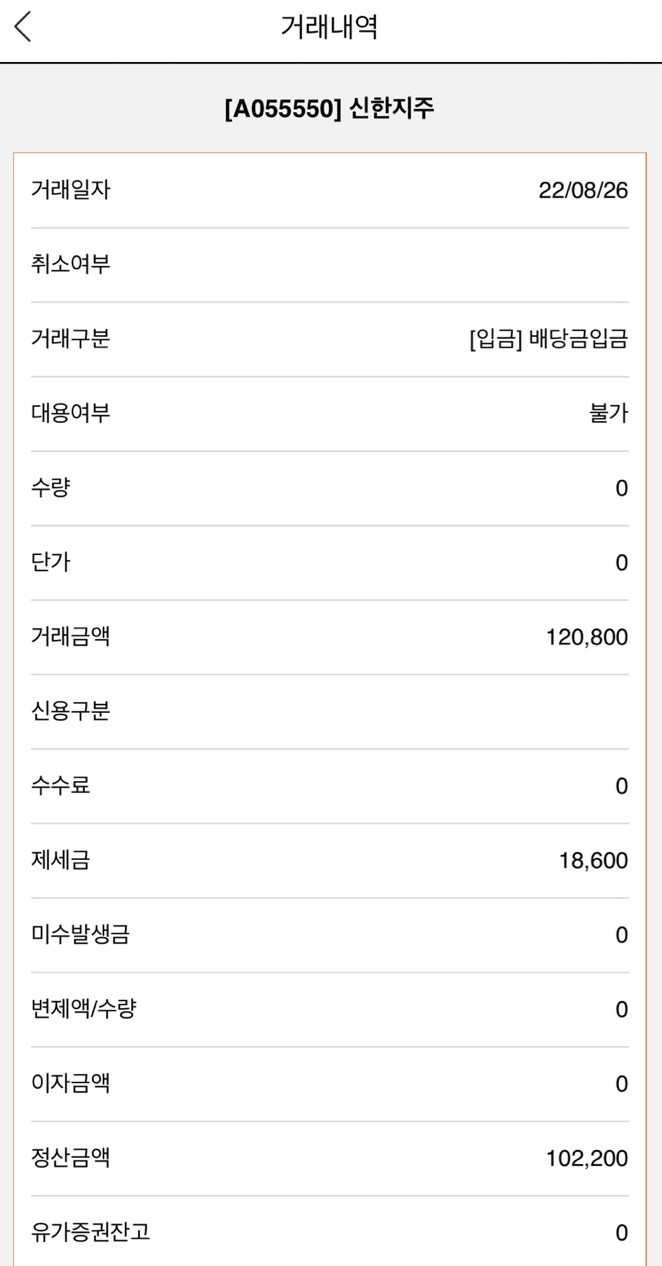  2022년2분기신한지주배당금입금