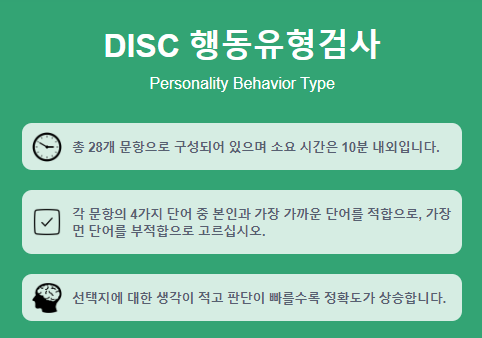  DISC 행동유형검사 링크 주소 | MBTI와 비슷한듯 다른 검사지롱 -