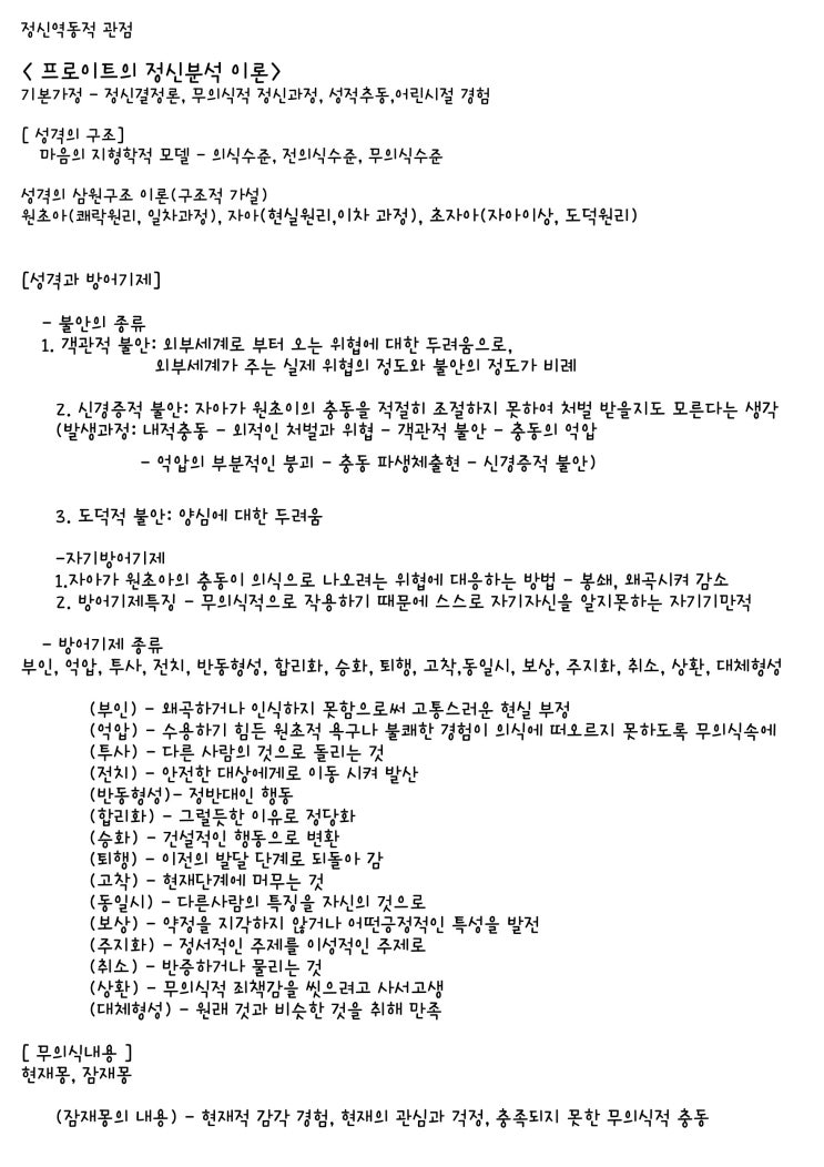  [ 전문상담] 프로이트의 정신분석이론 정리