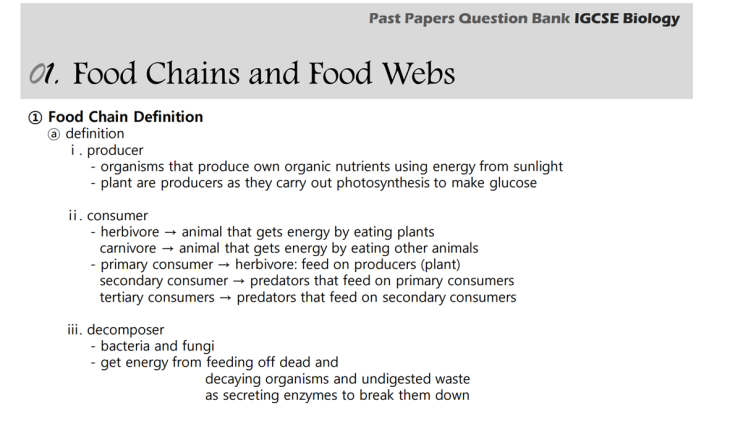 IGCSE Biology Topical Past Papers Topic 19. Organism and their Environment