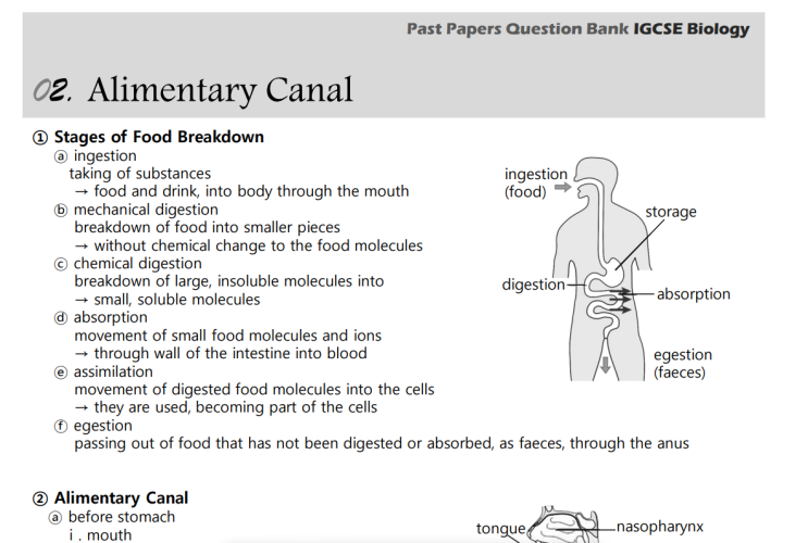 IGCSE Biology Topical Past Papers         Topic 07. Human Nutrition
