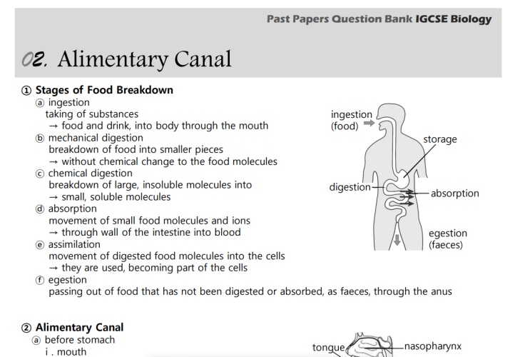  IGCSE Biology Topical Past Papers         Topic 07. Human Nutrition