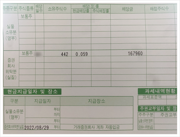 [428] 2022년 8월 맥쿼리인프라 배당금 통지서가 왔어요.