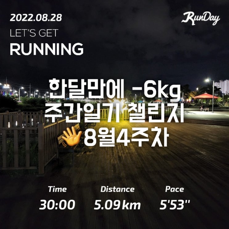8월4주차 주간일기챌린지(한달 -6kg달성)