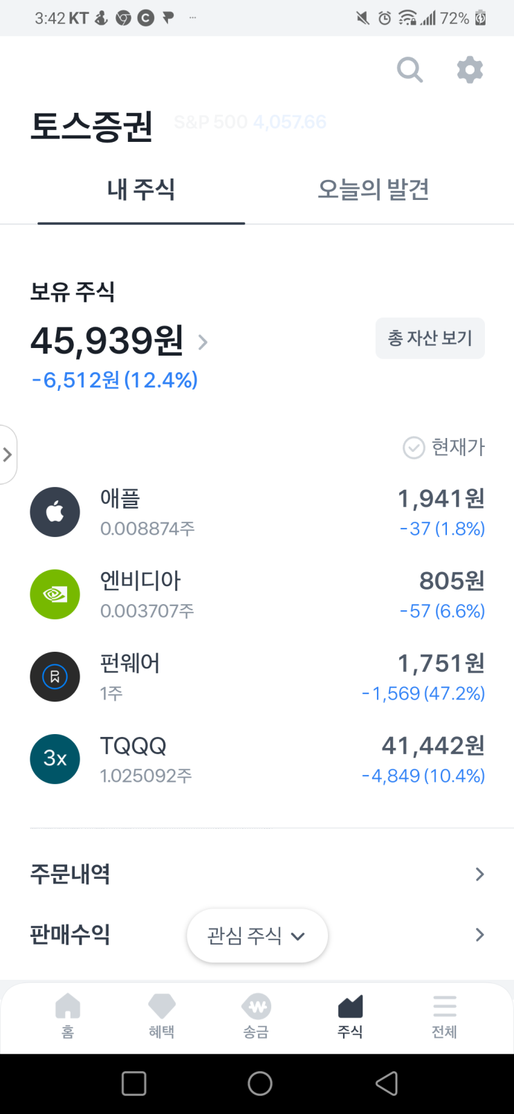 8월 28일 금일 나의 주식 현황