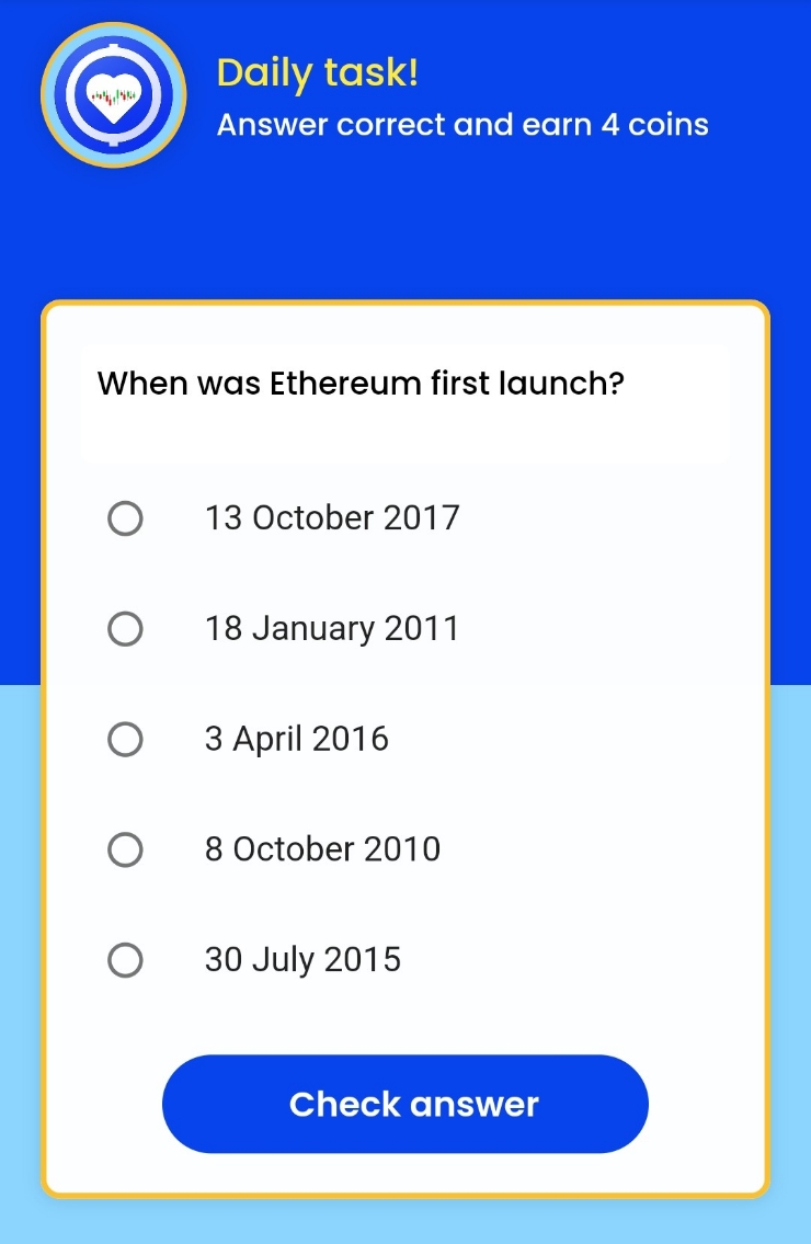  Remint daily tasks(레민트 일일퀴즈) -  When was Ethereum first launch? 이더리움은 언제 처음 출시되었습니까?