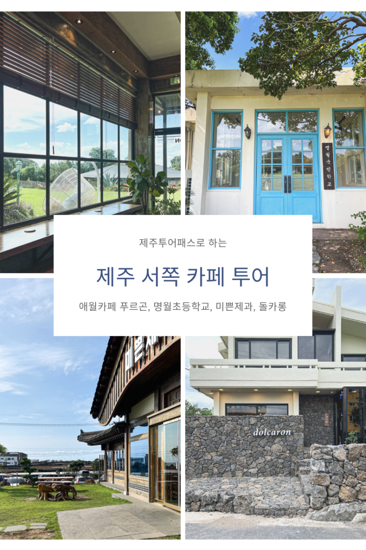  제주여행팁 - 제주투어패스로 카페 이용(애월카페푸르곤, 명월국민학교, 미쁜제과, 돌카롱)