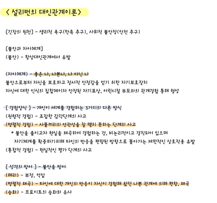  [전문상담] 설리번의 대인관계이론 정리