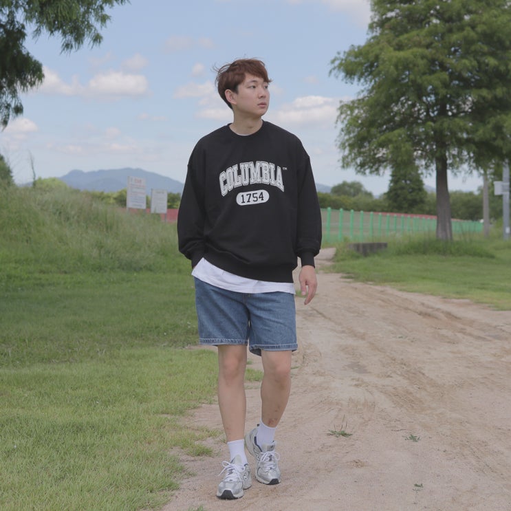  컬럼비아 유니버시티 남자 맨투맨, 아메리칸 캐주얼 남자 가을 데일리룩