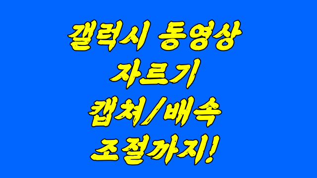 갤럭시 동영상 캡쳐 배속 자르기 알면 쓸모있는