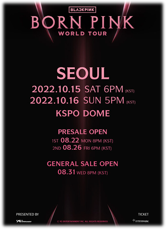 2022 블랙핑크 월드 투어 서울 콘서트 BORN PINK 인터파크 티켓 오픈 티켓팅 예매하기