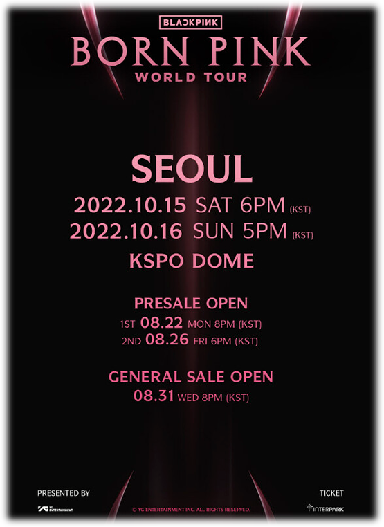 2022 블랙핑크 월드 투어 서울 콘서트 BORN PINK 인터파크 티켓 오픈 티켓팅 예매하기 2022 블랙핑크 월드 투어 서울 콘서트 BORN PINK 인터파크 티켓 오픈 티켓팅 예매하기