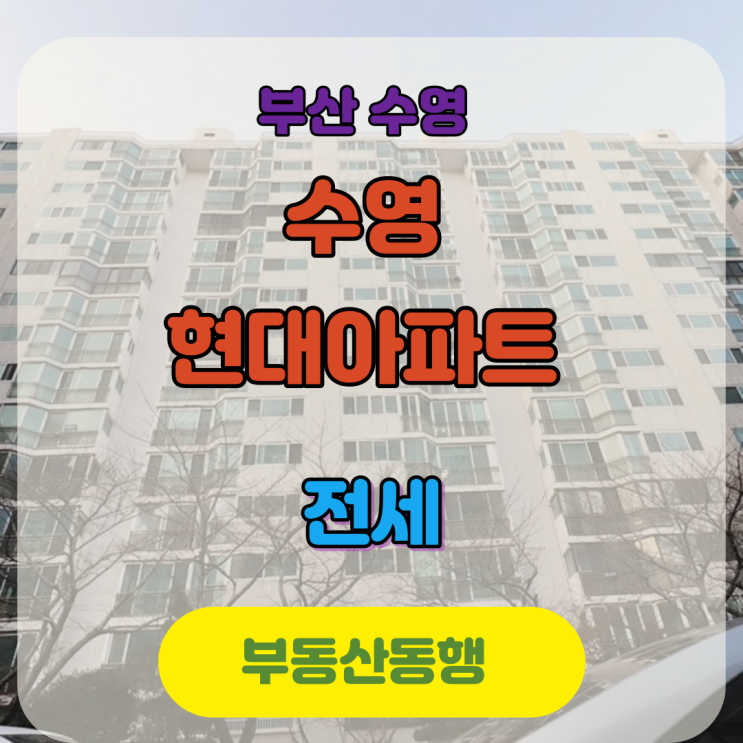 수영 재건축 / 수영 현대아파트 쓰리룸 전세 1억7천만원, 전세매물 저가형으로 알아보신다면?