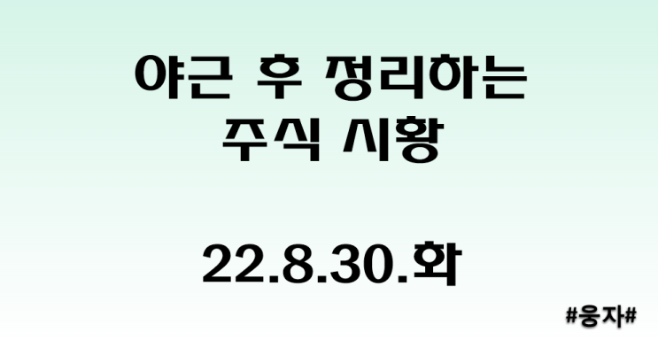  야근 후 정리하는 주식시황_22.8.30.화