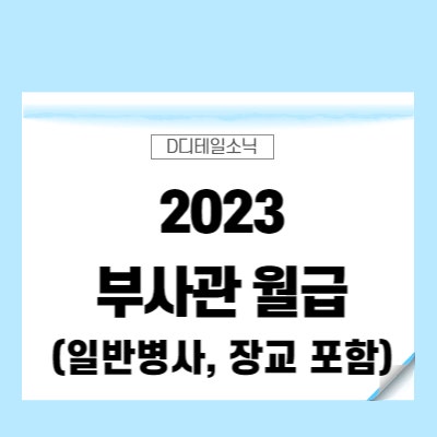 2023년 부사관 월급(육해공군 군인 장교 병사 포함)