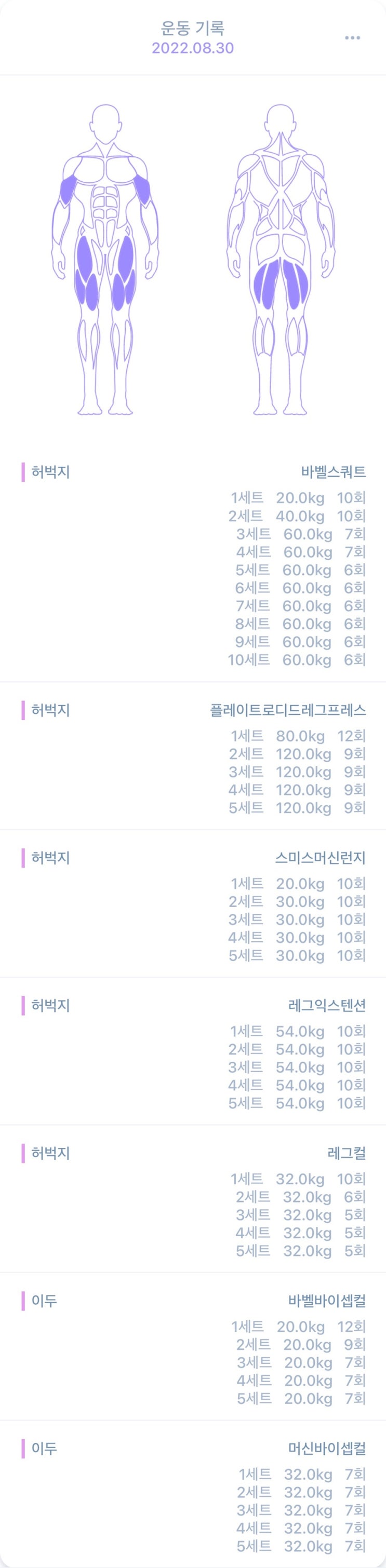  마른 비만 운동 4분할 루틴 18일차