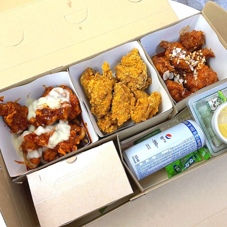  자담치킨 3반불패순살치킨세트(후라이드, 양념, 불패)&우유튀김 첫 도전!!