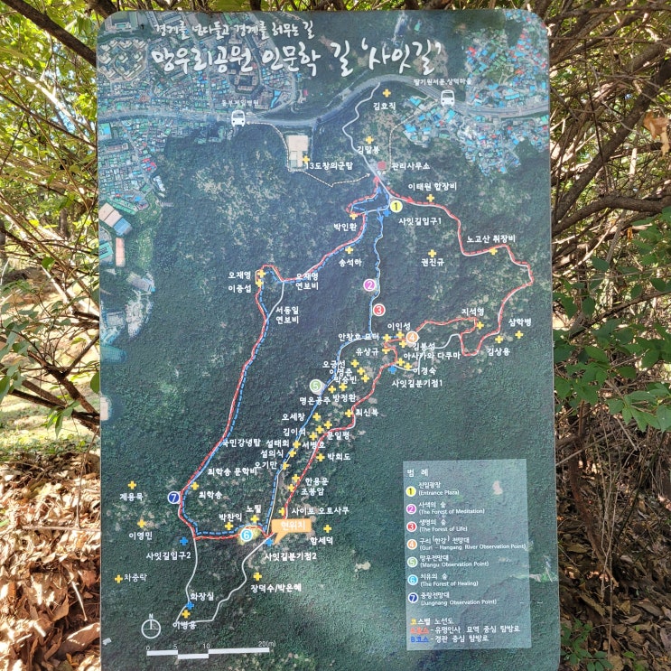서울 중랑구 중랑캠핑숲에서 맨발걷기,망우 둘레길 따라  운동(하남미사에서 가까운 곳)