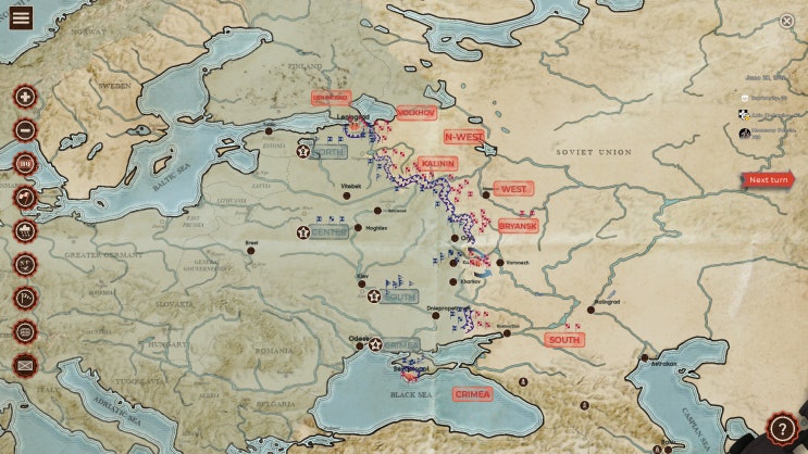  itch.io 에서 무료배포 중인 2차 대전 배경 턴제 전략시뮬레이션(Cauldrons of War - Stalingrad)