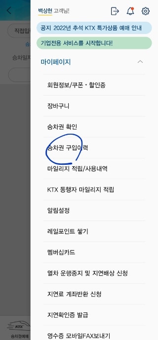 KTX 승차권 캡쳐방법