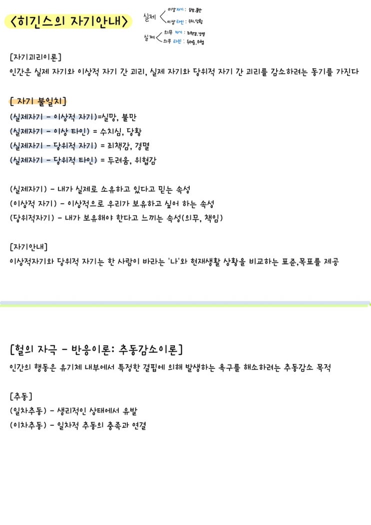  [전문상담] 히긴스의 자기안내, 헐의 추동감소이론 정리