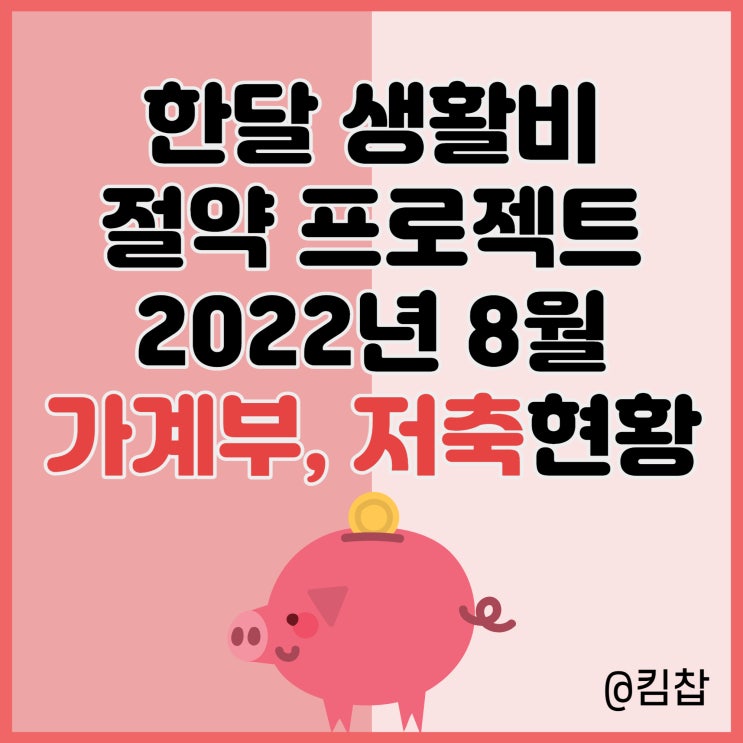  한달 생활비 절약/줄이기 2022.8 가계부, 저축 현황