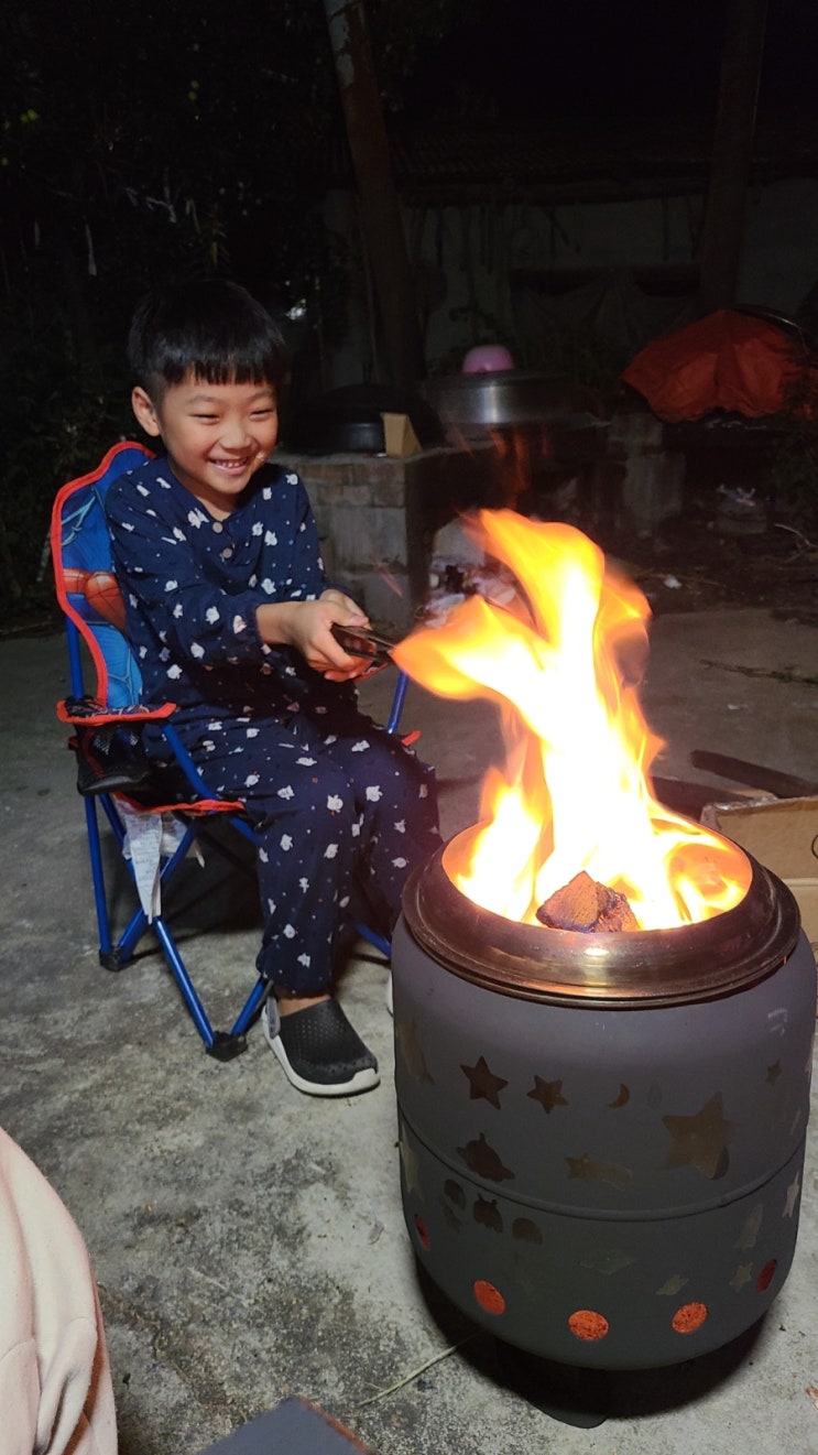  불멍용 아빠표 화로대,아이와 함께 캠핑 이중연소 화로대 직접 만들기 체험