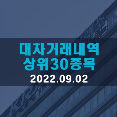  대차거래체결·상환·잔고금액 상위종목(22.09.02)
