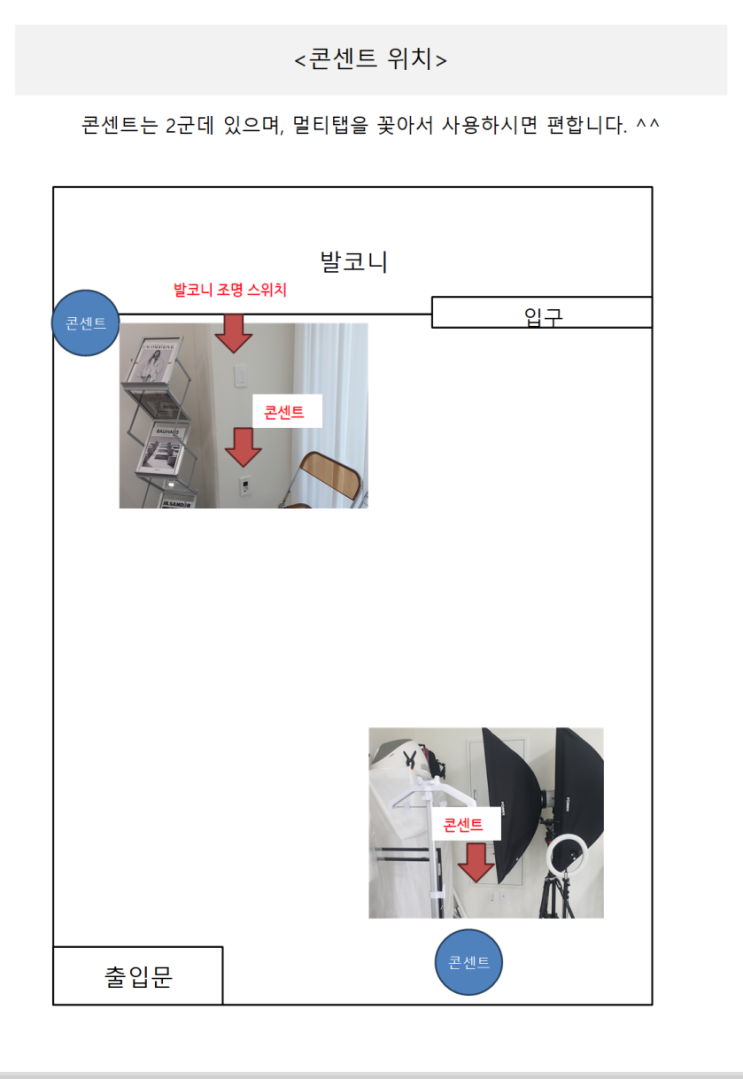  사용매뉴얼_스튜디오 內 콘센트 위치 안내