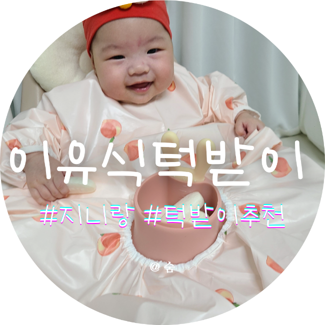  지니랑 식탁일체형 턱받이로 생후 4개월 자기주도 이유식 시작