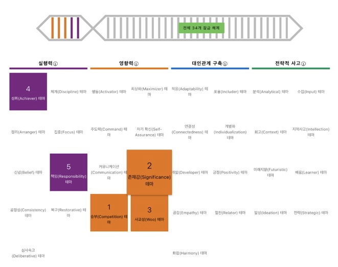  취준생을 위한 갤럽 강점검사 5 후기 [승부,존재감,사교성,성취,책임]취업역량 알아보자!