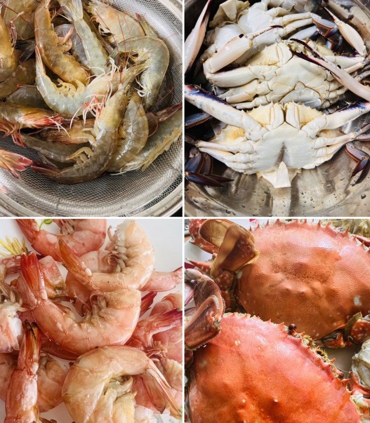 소래포구 꽃게, 가을꽃게, 대하소금구이 만들어서 먹어봤어요(내돈내산) 꽃게시세/대하시세/새우시세