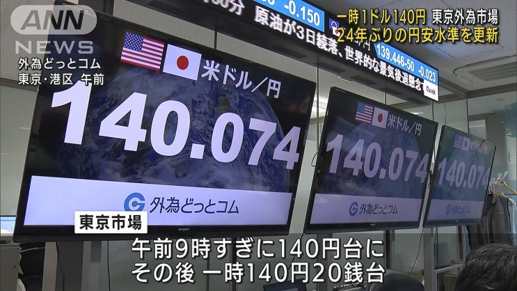  엔저 지속 1달러=140엔대까지 / 2022년09월
