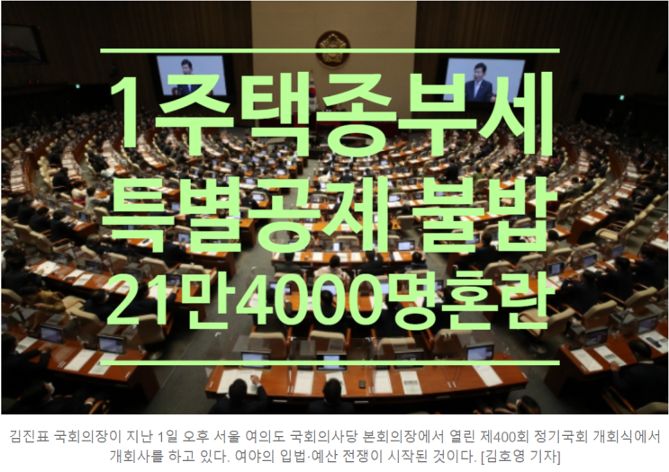  1주택 종부세 특별공제 불발...21만4000명 '대혼란', 시장영향줄까