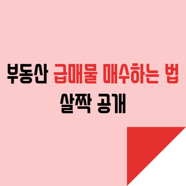  부동산 급매물 매수하는 꿀팁 살짝 공개