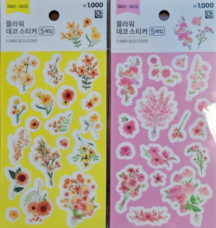  다이소_플라워 데코 스티커 5매입