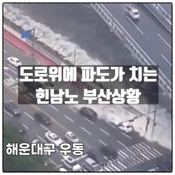  태풍 힌남노 부산 해운대 오륙도 상황 도로위에 파도